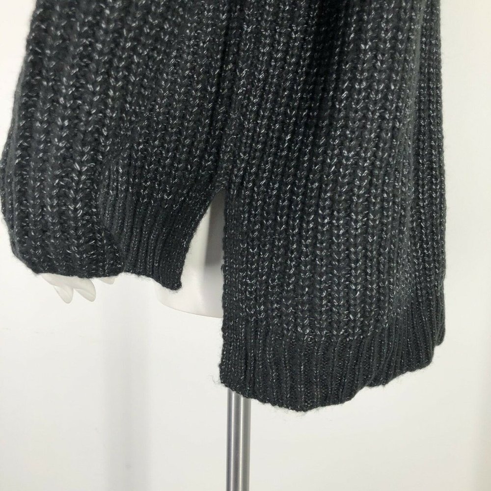 Time & Tru Womens Cowl Neck Sweater Black Heathered Longline Relaxed Fit Casual - Picture 5 of 12